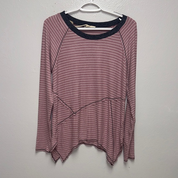 Hem & Thread Mauve and Black Striped Long Sleeve Top - Picture 2 of 11
